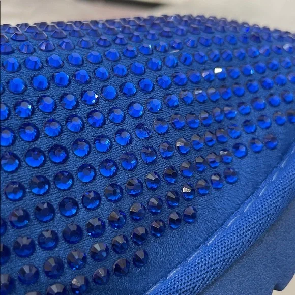 •CAPE ROBBIN• “Lindak” Rhinestone Suede Fur-Lined Booties - Blue // NIB - Picture 12 of 13